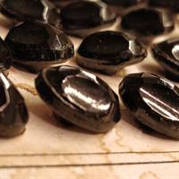 oval sort vintage glas knap gamle knapper